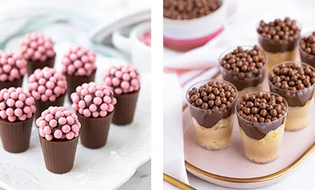 Doces finos com chocolate